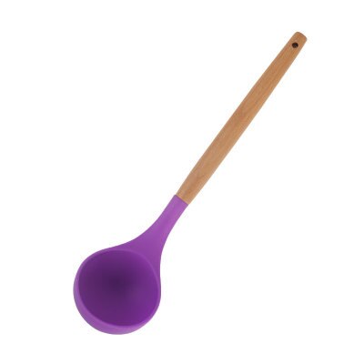 1pc lila träsilikon köksredskap sked soppvändare spatel tång nonstick köksredskap bakprylar redskapsredskap de cocina: Ljusgul
