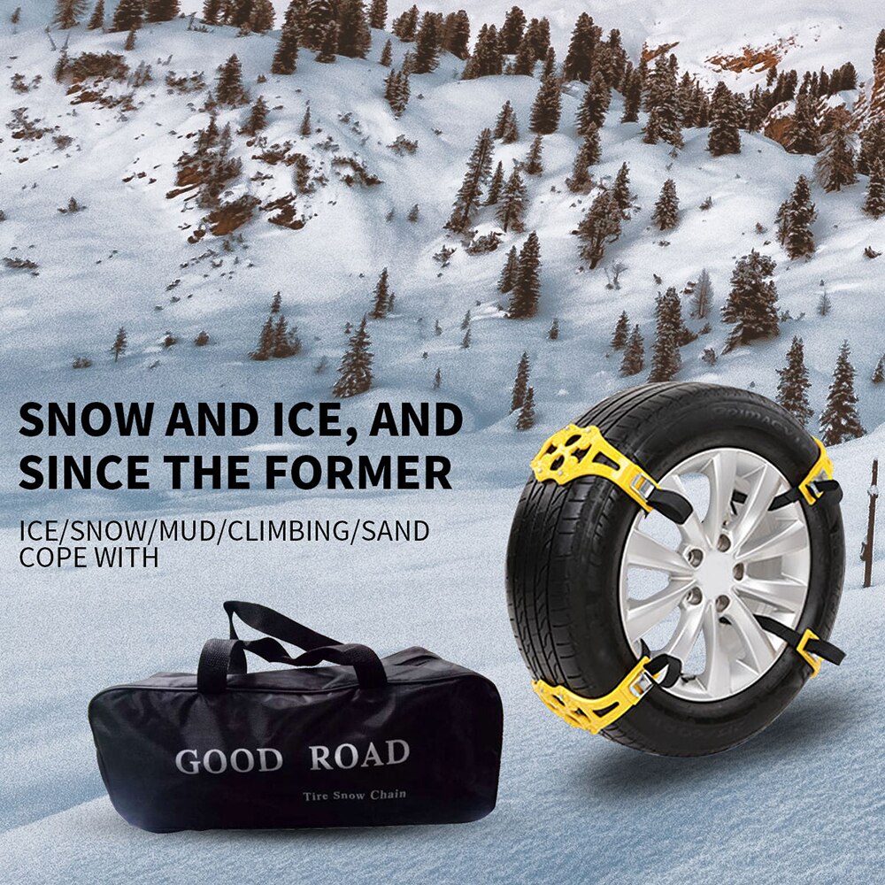 8 stk bildæk anti-skridningskæder kit sne kæder med opbevaringspose handsker sneskovl zink legering hjulkæder lås skridsikring