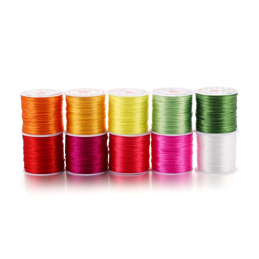 Hilo elástico redondo de 10/40M y 1mm, línea de cristal, cordón elástico de goma de nailon, cuerda elástica para hacer joyería DIY, pulsera de cuentas