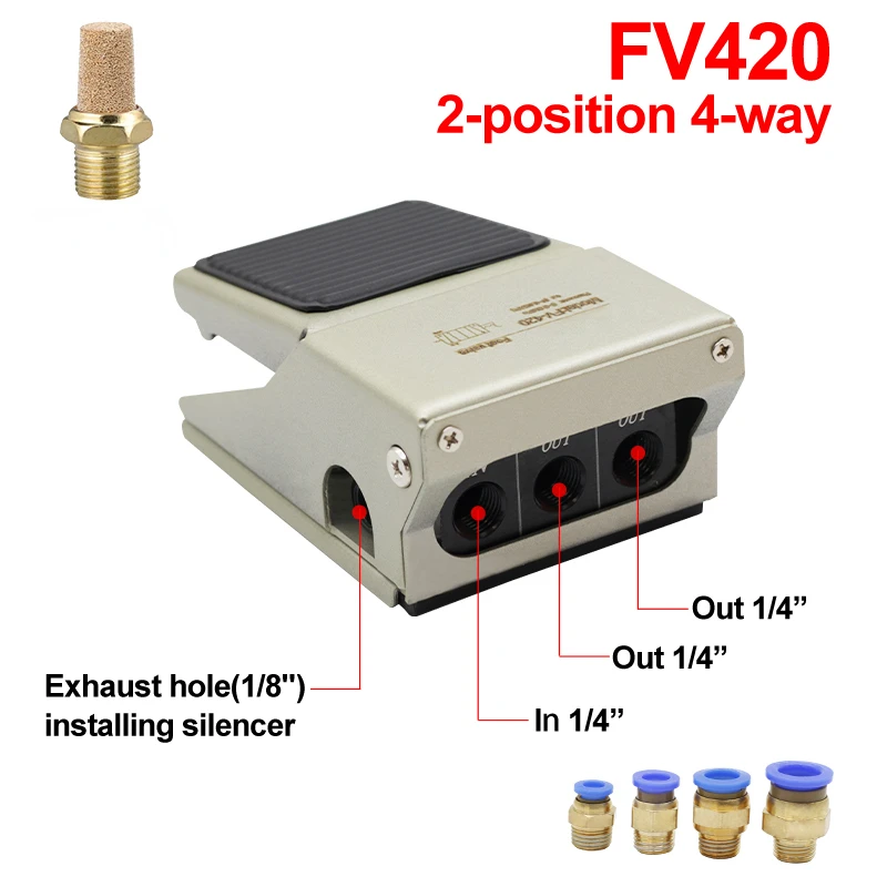 Pneumatic Foot Pedal Control switch with 4F210-08 08L Air Control Valve FV420 Foot Switch and FV320 Air Cylinder Valve 4F210-08G: Red / 1/2"