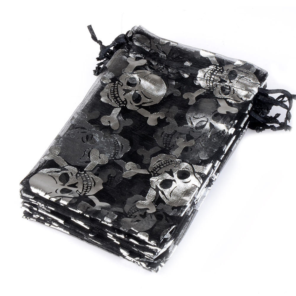 50 sztuk/partia Organza cukierki sznurek juta juta torba pająk Web Multi Color drukowanie Halloween Party opakowanie prezent torba cukierków: Skull