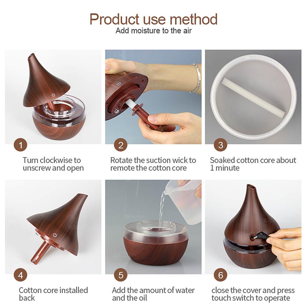 145x110MM 300ml 5V DC/USB Wooden Ultrasonic Air Humidifier USB Electric Aroma Essential Oil Air Diffuser For Car
