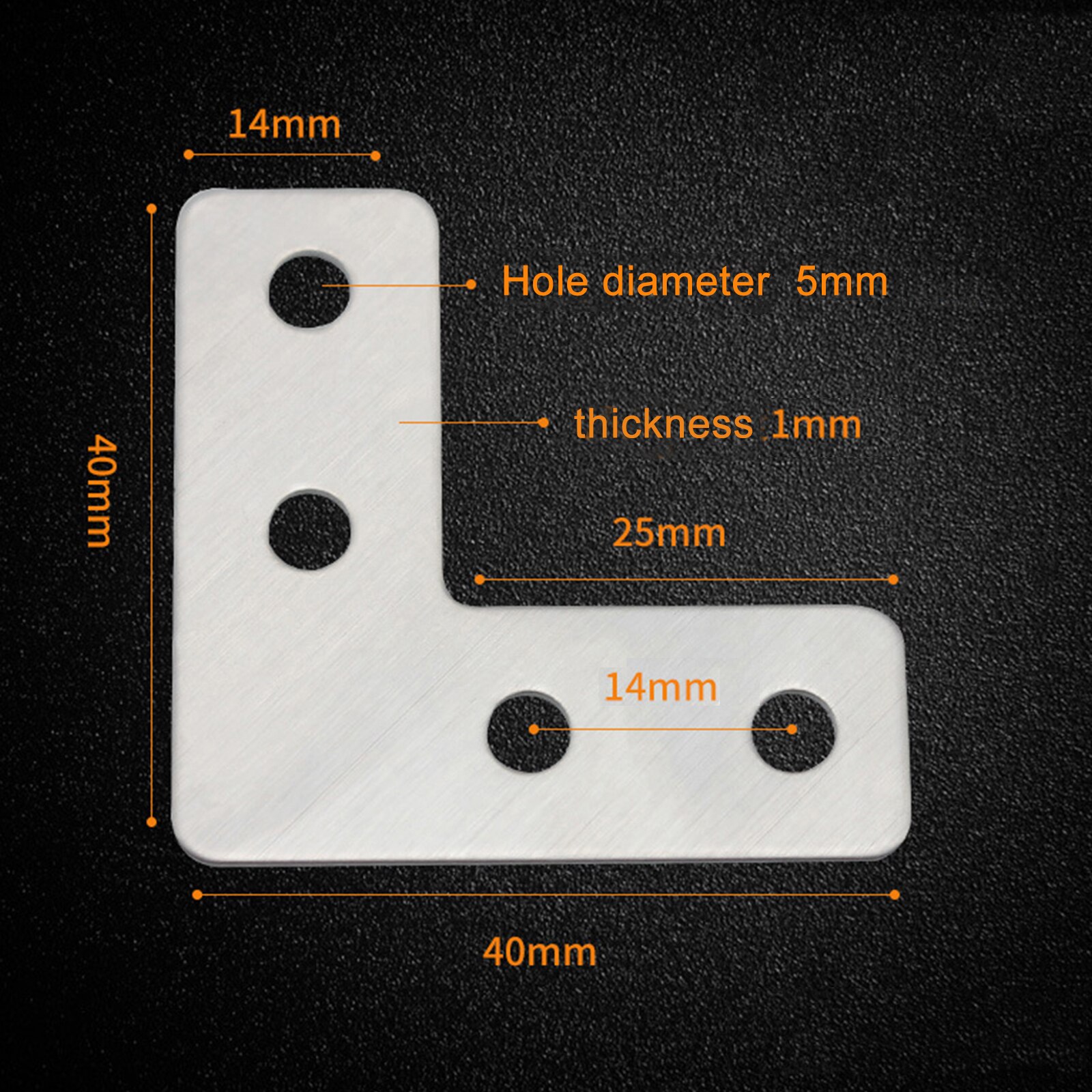 5Pcs Stainless Steel L-shaped Flat Bracket 40/50/60/80mm L Shape Board Support Corner Bracket Furniture Fittings Connectors: 40mm 5pcs