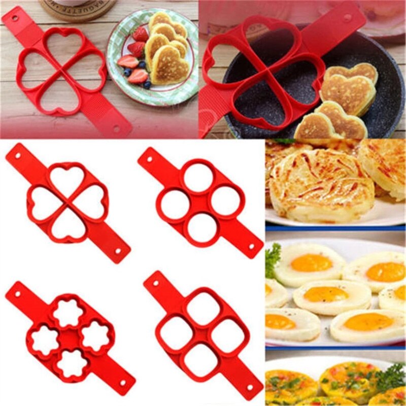 Stampo per pancake in silicone stampo per pancake a quattro fori stampo per uova fritte antiaderente riutilizzabile per cottura accessori da cucina