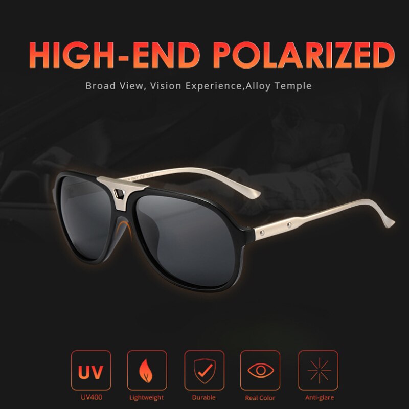 Kdeam retro pilot polariserede solbriller mænd ultralette holdbare kørsel nattesyn solbriller mandlige fotokromiske goggle  kd182