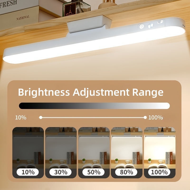 LED-Tischlampe, magnetisch, zum Aufhängen, über USB wiederaufladbar, Schreibtischlampe, 3-farbiges Leselicht, dimmbar, für Schrank, Schrank, Kleiderschrank, Nachtlicht