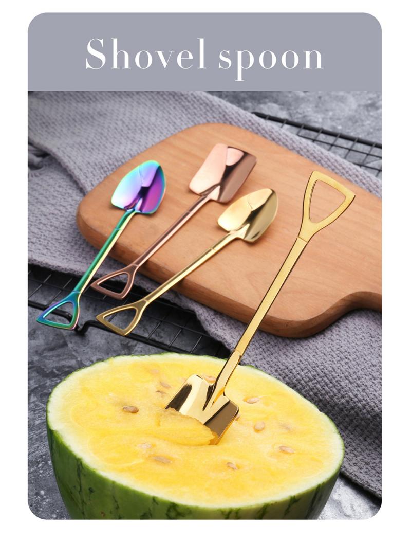 Shovel Small Spoon Fork Taro Spoon Coffee Stir Spoon Stainless Steel Long Handle Spoon Fork Home Small Tools
