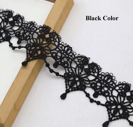 Adornos de encaje solubles en agua de corte clásica, accesorios de costura de ropa (ss-1006), 1 yarda de ancho: 5cm: Black