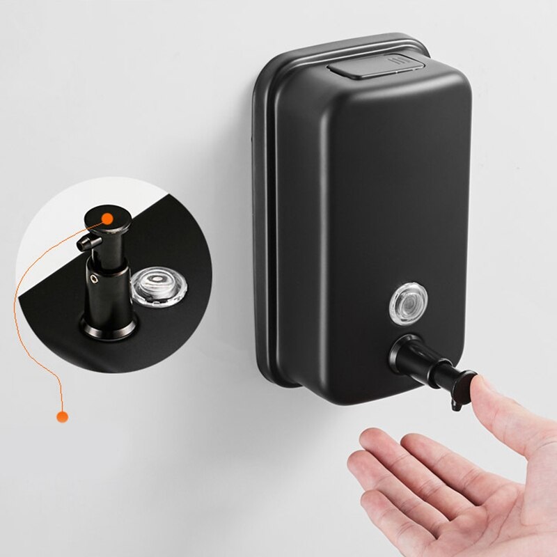 Soap Dispenser Wall Mount Black 304 Stainless Steel Soap Dispensers Leakproof Commercial Bathroom Metal Soap Pump for Kitchen Re