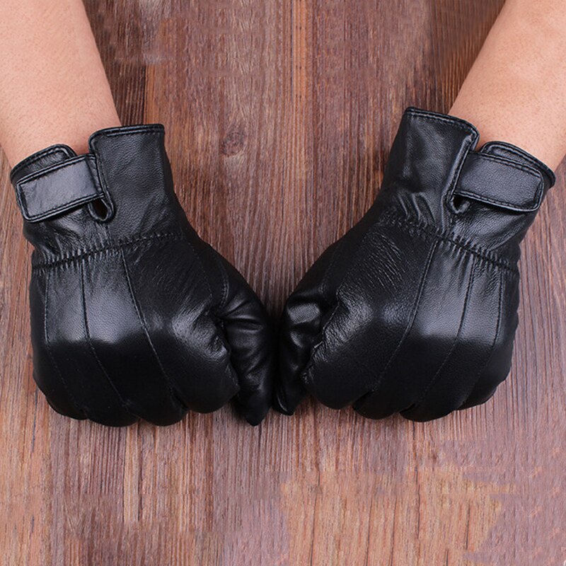 Men's Gloves Black Winter Mittens Keep Warm Windproof Driving Gloves Male Autumn Winter Leather Gloves Business