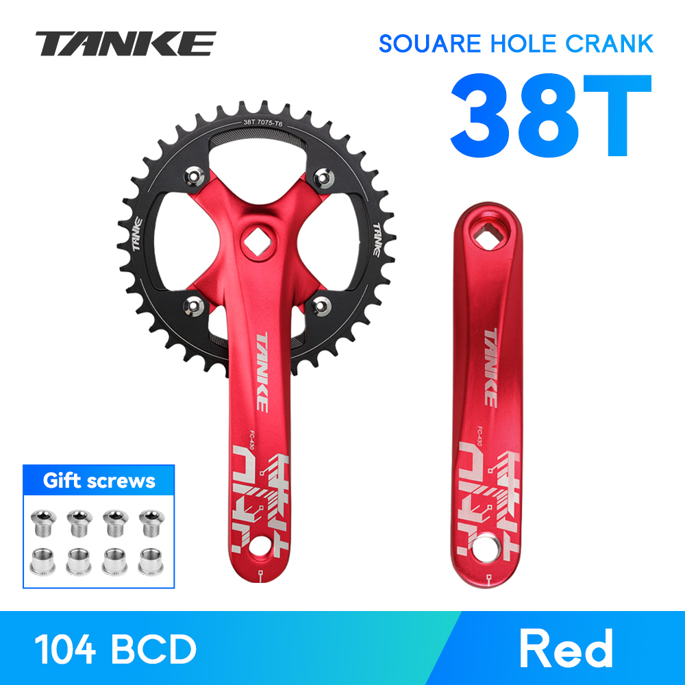 TANKE vélo manivelle trou carré pignon 104BCD 170mm rouge noir manivelle ronde 32/34/36/38/40/42/44T plateaux étroits vtt pédalier: Bleu marine