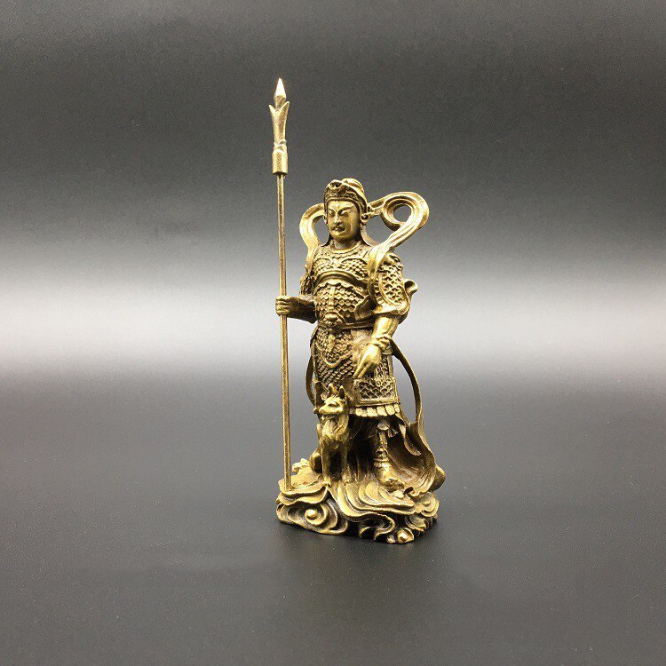 Collection Chinese brass Buddha statue Erlang god Yang Jian decorated statue of Xiaotian Dog