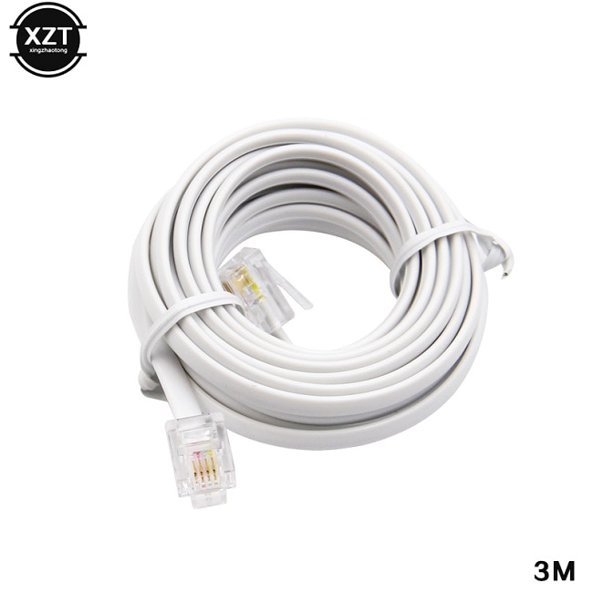 Connecteur de câble d'extension téléphonique internet modulaire 30m/15m/12m/9m/6m/3m rj11 6 p 4c: 3m