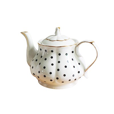 860ml engelsk eftermiddagste sæt tekande ben porcelæn bølgepunkt stribe håndmalet guldpotte kaffekande simpel kedel: En stil