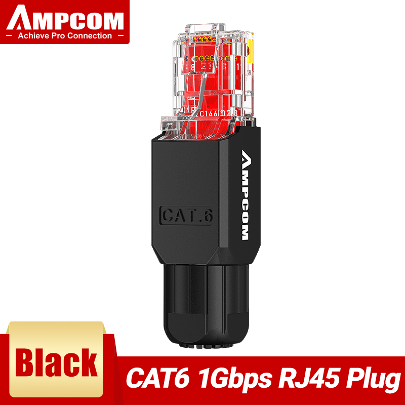 AMPCOM Werkzeugfreier RJ45-Stecker, kein Crimpwerkzeug weniger UTP 1000 Mbit/s Katze6/Katze6A Modularstecker für verseiltes fest-LAN-Ethernet-Kabel: Grün