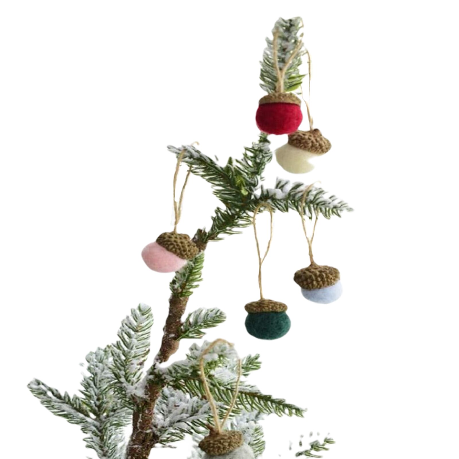 6PCS Acorn Christmas Pine Cone Doll DIY Hanging Ornament Small Felt Reusable Tree Home Decoration Office School Party Craft