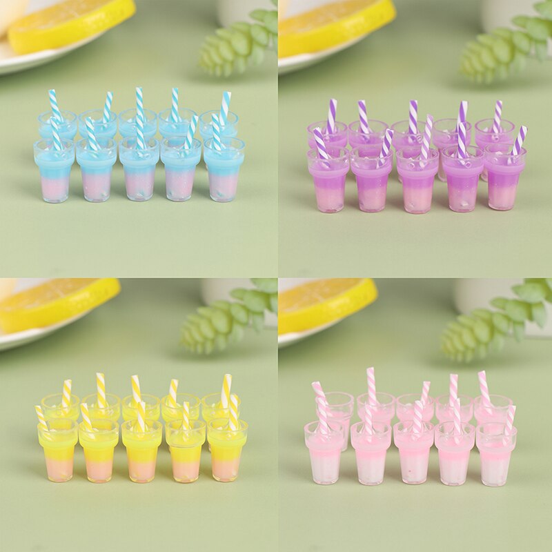 10Pcs 1:12 Poppenhuis Mini Drinken Beker Melk Thee Sap Drink Cup Pop Keuken Speelgoed