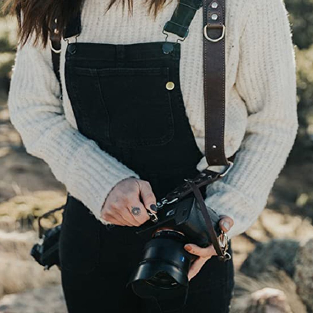 Digital kamera rem læder dslr rem dobbelt skulderrem fotografering tilbehør kamera sele peak strap