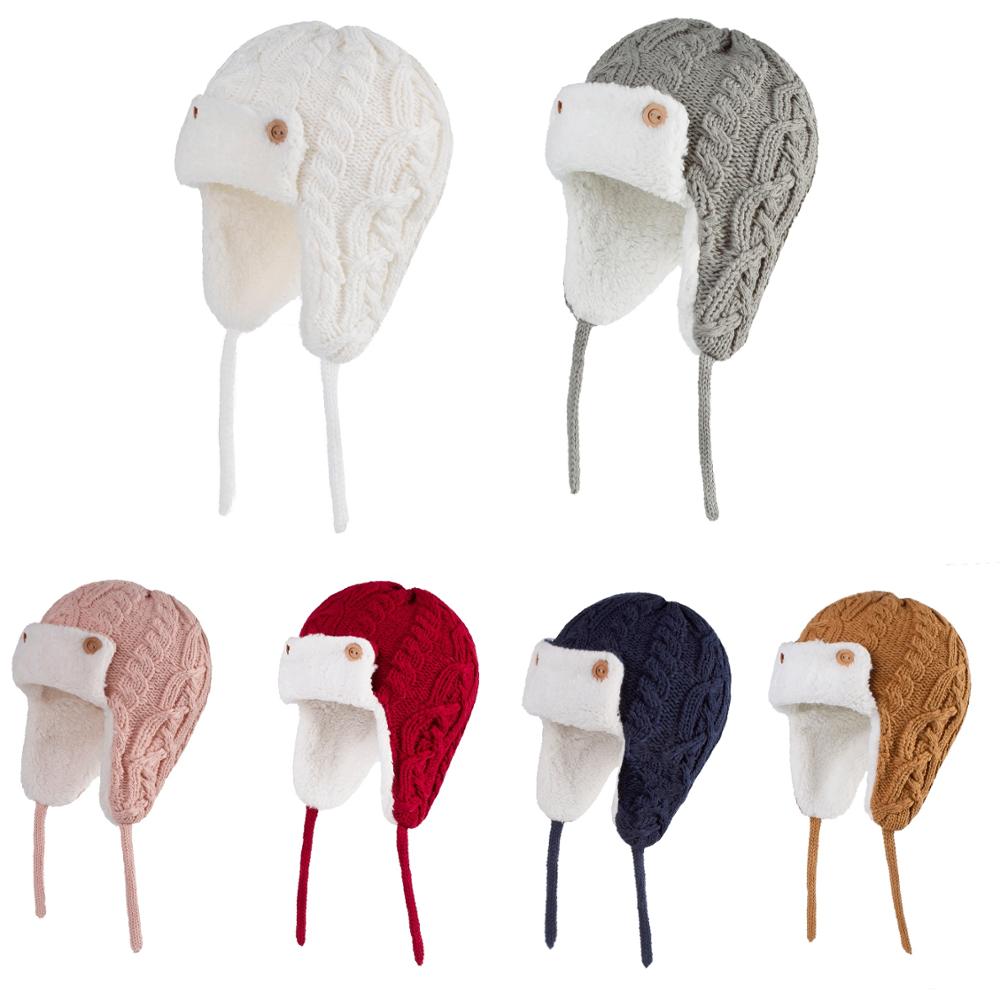 Connectyle peuter baby jongens wintermuts fleece gevoerd oorkleppen gebreide kabel warme schedel dagelijkse muts mutsen voor meisjes