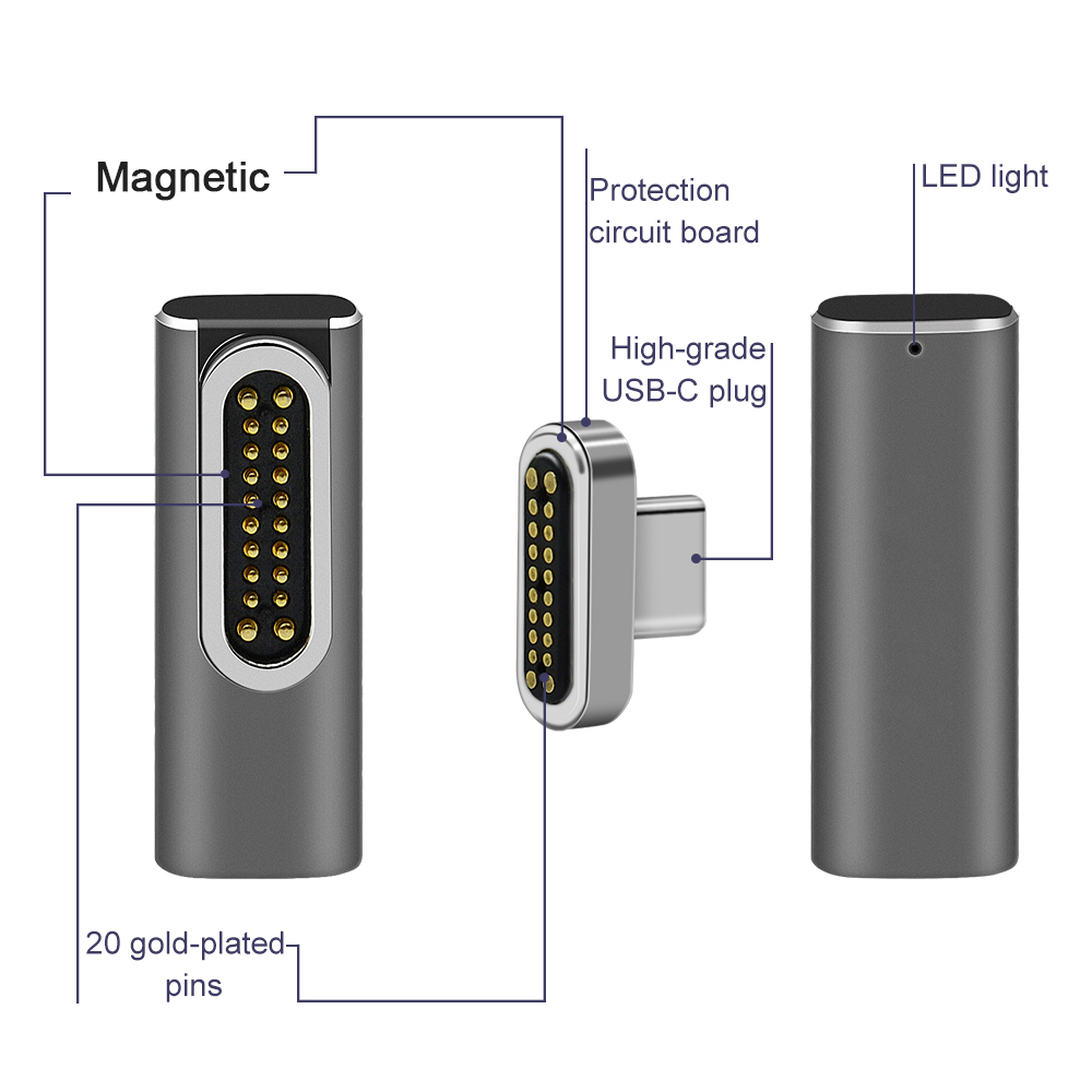 20 Stifte Magnetische USB C Adapter Typ C Stecker PD 100W schnell aufladen Für MacBook Profi Pixel samsung S10 Huawei