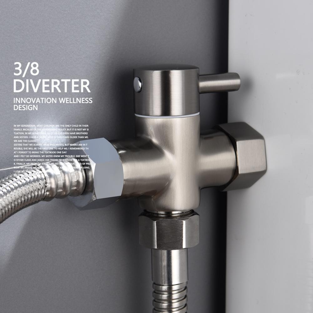 3 Way Diverter Valve Brass Shut Off Valve 3/8”-12/17 T Adapter for Toilet Water Line
