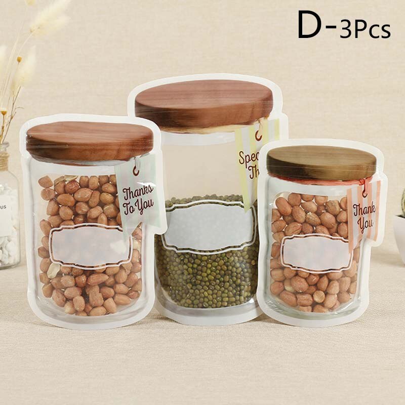 Kitchen Reusable Ziplock Bag Snack Biscuits Food Jar Bag Food Jar Bag Jar Zipper Bags Reusable Reusable Port: 4