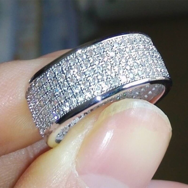 chaude classique complet AAA blanc Zircon anneaux de mariage pour les femmes de luxe argent plaqué femme mariée bijoux fiançailles fête: 6