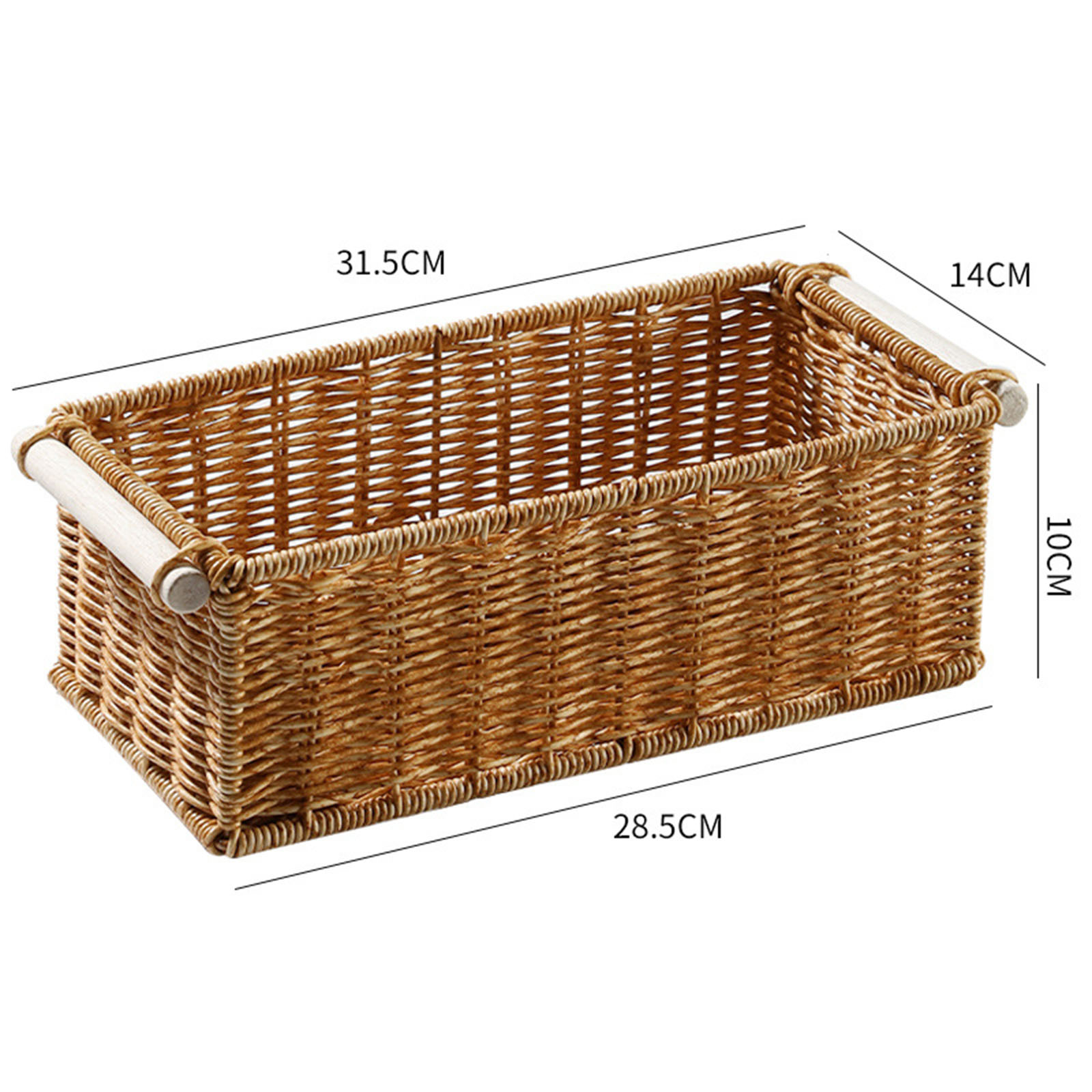 Cestas de ratán de imitación para organizar cestas tejidas largas y estrechas rectangulares para Bar, baño, dormitorio, mesa de centro: Rojo