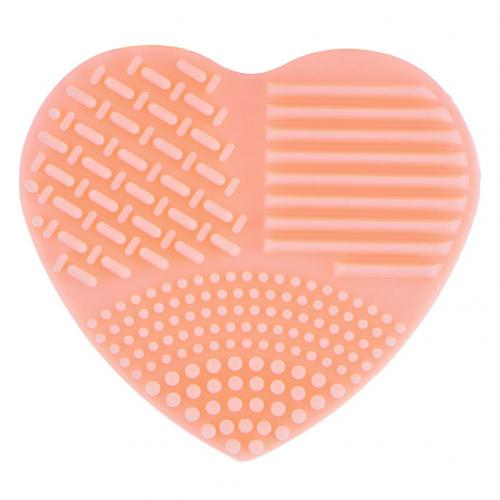 Love Heart Wash Cosmetic Brushes Cleaner MakeUp Washing Brush Gel Cleaning Mat Silicone Foundation Makeup Tool Cleaning Scrubber: Beige Yellow