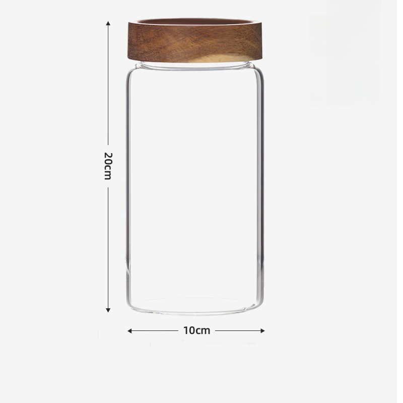 Neue kleine Vorratsdosen aus Glas mit luftdichten Deckeln, Kaffeebehälter mit Holzdeckel, Glas-Speisekannen für Bohnen, Reis, Zucker: Blau