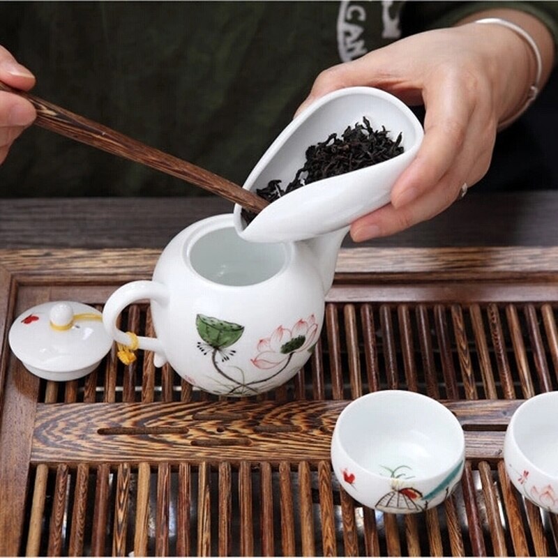 Hvid porcelæn cha he * te præsentation fartøj kung fu te tilbehør