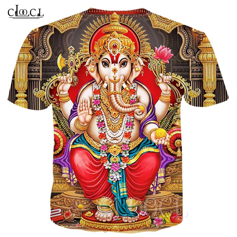 Hindu ganesha sommer t-shirts 3d trykt gud af visdom ganesha tshirt mænd kvinder kortærmet hip hop harajuku sweatshirt t-shirt
