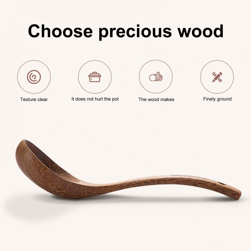 Teak Natural Wood Tableware Spoon Ladle Turner Rice Colander Soup Long Handle Rice Scoop for Home Kitchen Gadgets Utensils