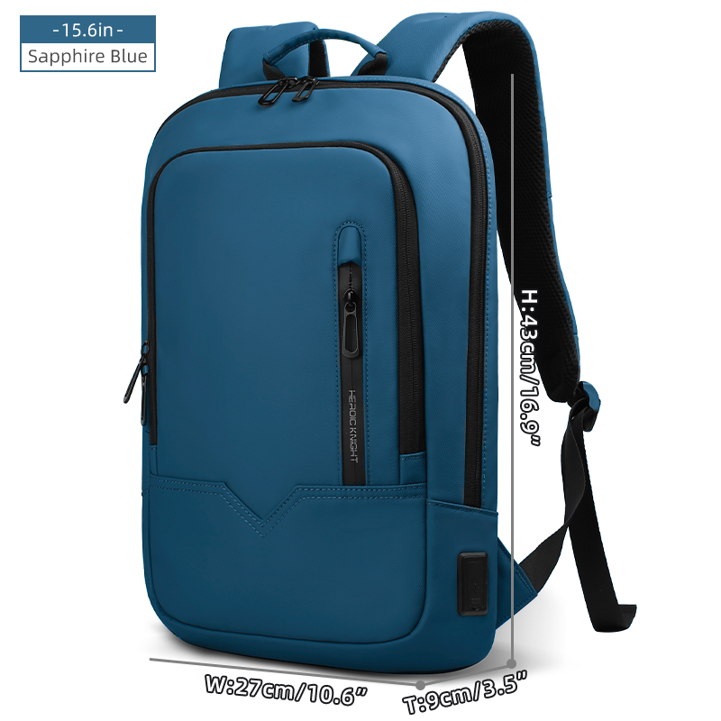 Mochila de trabajo para ordenador portátil Heroic Knight, mochila delgada impermeable multifuncional de 15,6 "17", mochila de viaje de negocios, bolso escolar de para hombre: royal blue