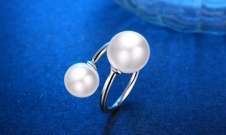Neue Shell perle (10mm + 12mm) 925 sterling silber ladies'party ringe schmuck für frauen offenen ring