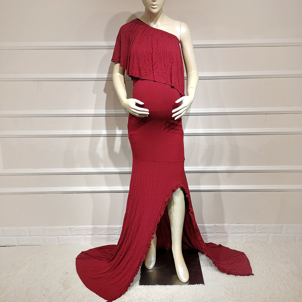 Don&amp;Judy Ruffle off shoulder Maternity Dress Photography Props Pregnancy Dress Photography For Photo Shoot Pregnant Maxi Gown