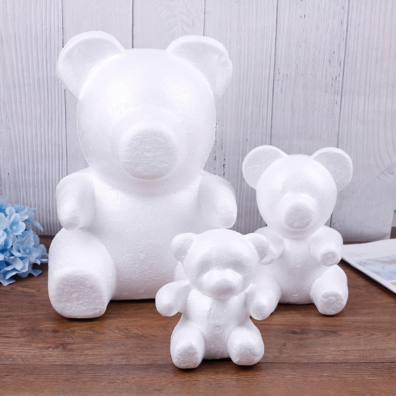 Modelagem urso espuma poliestireno isopor urso branco espuma presentes coração bola ornamentos artesanato flor páscoa festa 15 cm 20 cm tamanho