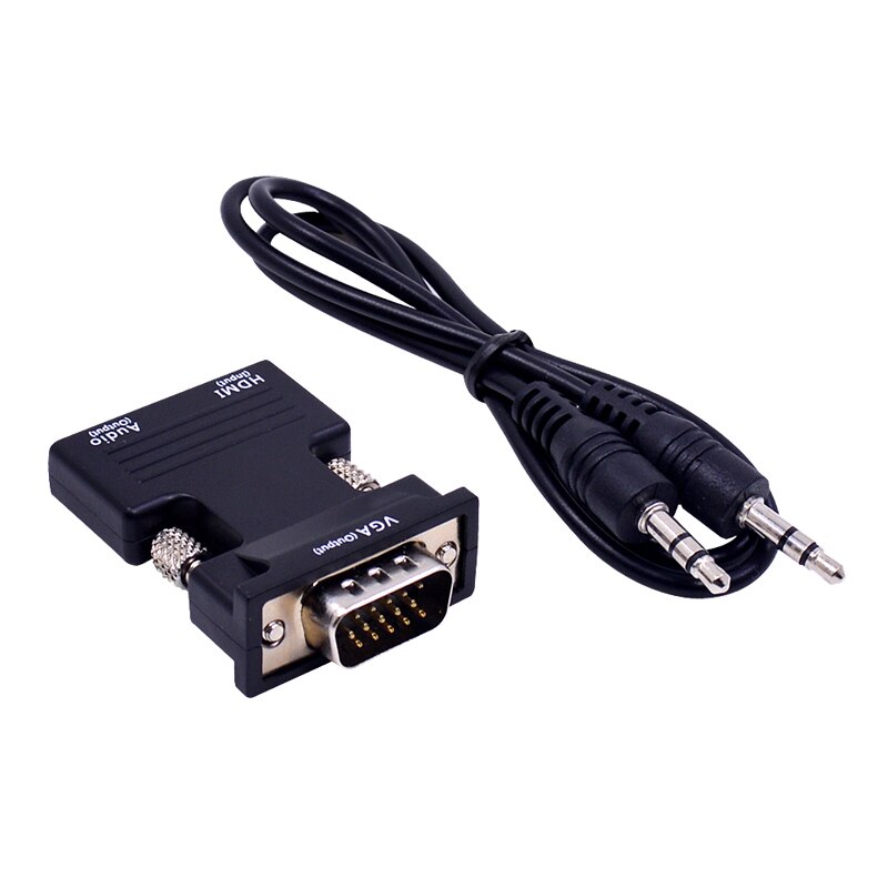 Hdmi Naar Vga Kabel Met Audio Hdmi Female Naar Vga Male Naar Computer Set-Top Box Converter Connector Voor pc Projector Speaker: Black