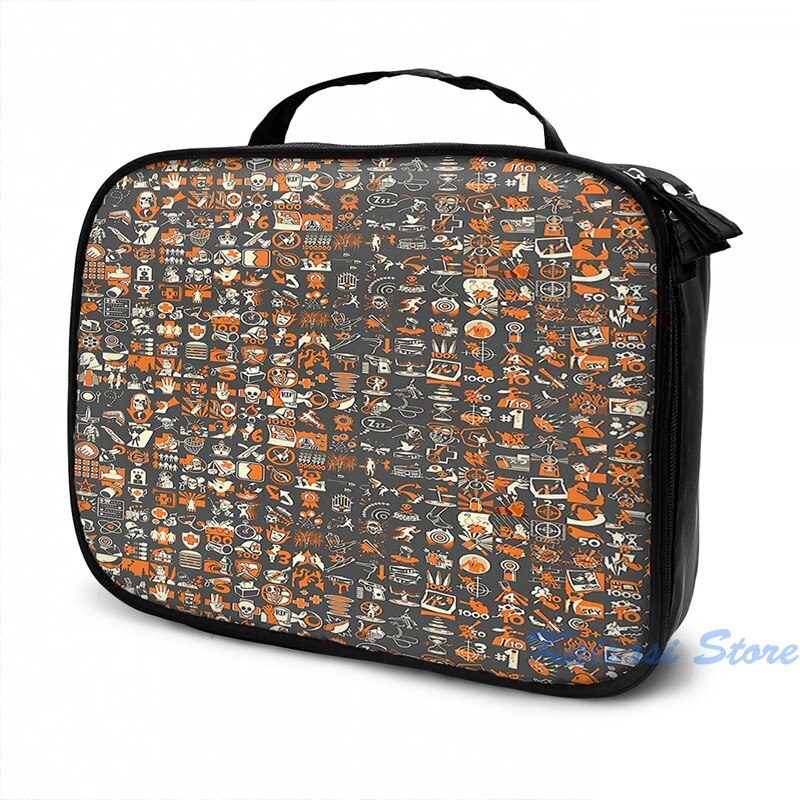 Team Fortress 2 Achievement Pattern USB Charge Backpack men School bags Women bag Travel laptop bag: Cosmetic bag