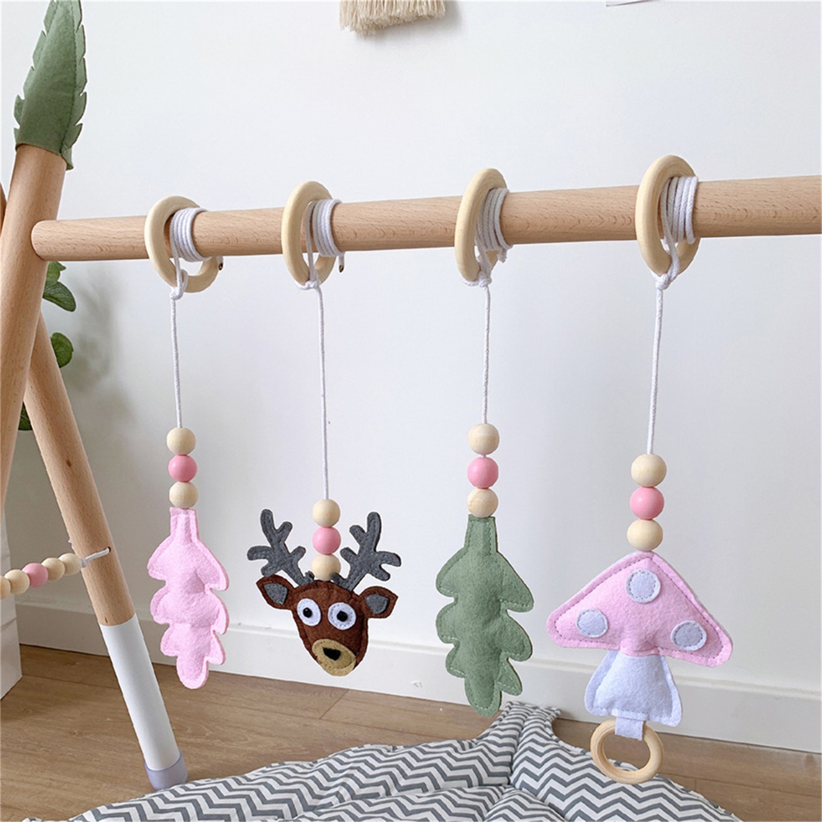 Nordic Houten Baby Activiteit Gym Spelen Kwekerij Zintuiglijke Ring-Pull Speelgoed Fitness Frame Kamer Decor Kleding Rack Speelgoed Voor kinderen