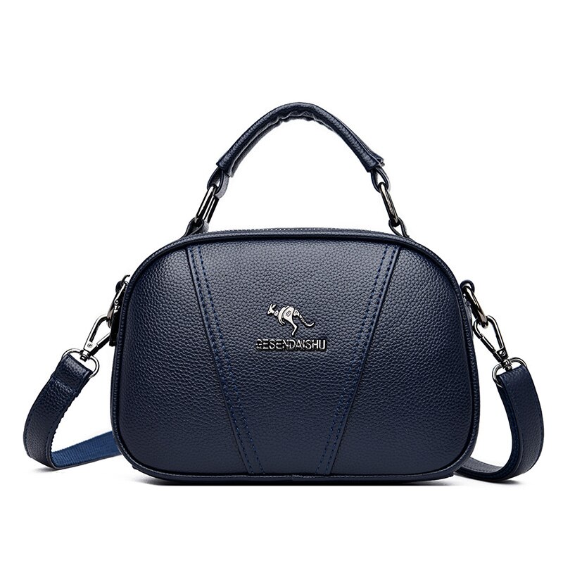 Luxe Pu Leer Effen Kleur Schoudertassen Voor Vrouwen Casual Handtas Crossbody Bag Sac Een belangrijkste: Dark Blue