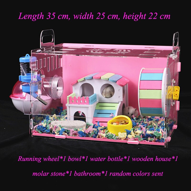 Large Size Hamster House Acrylic Small Pet Cage Transparent Oversized Villa Guinea Pig Basic Cage Toy Supplies Package Nest: Set meal-06