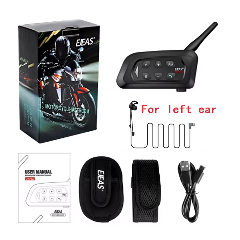 Ejeas  v4c plus football referee intercom headset 1200 m football full duplex bluetooth conference interphone: Red