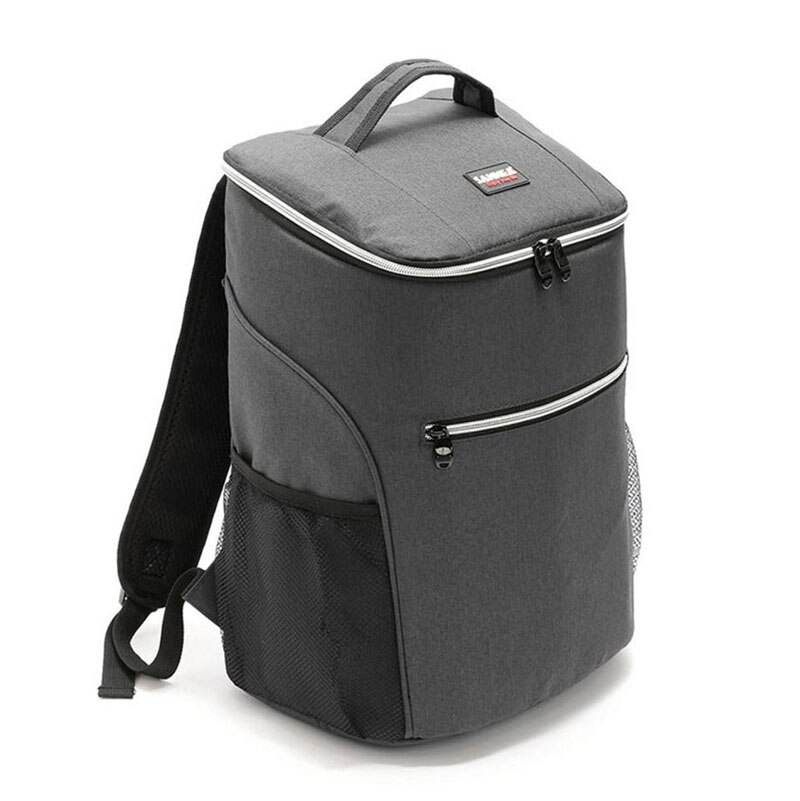 20L 600D Oxford Grote Koeltas Thermo Lunch Picknick Box Geïsoleerde Cool Rugzak Ijs Verse Carrier Thermische Nevera Portatil: Grijs