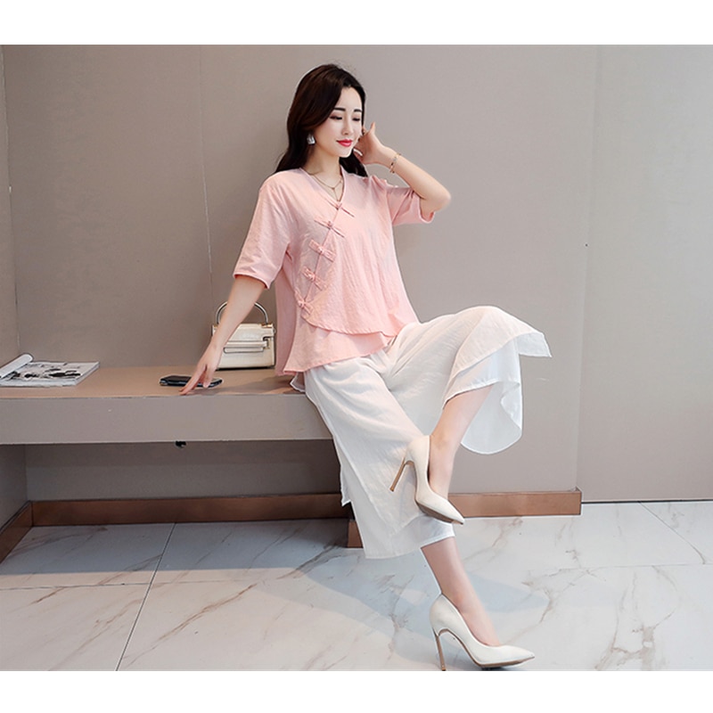 Chinese Style Vintage Hanfu Traditional Clothing for Women Tang Suit Linen Shirts Tai Chi Uniform Breathable Blouse Clothes