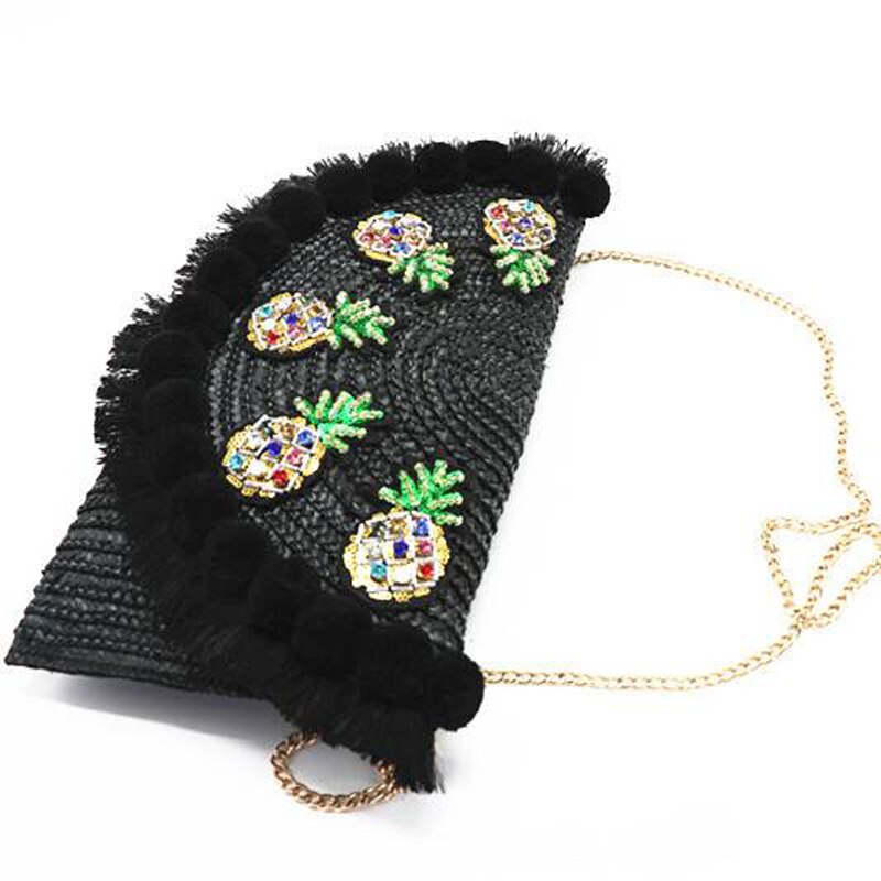 Alirattan Simmer Beach Bag Straw Day Clutch Messenger Bag Women Envelope Bag Lady Tassel Pineapple Summer Travel Bags C82