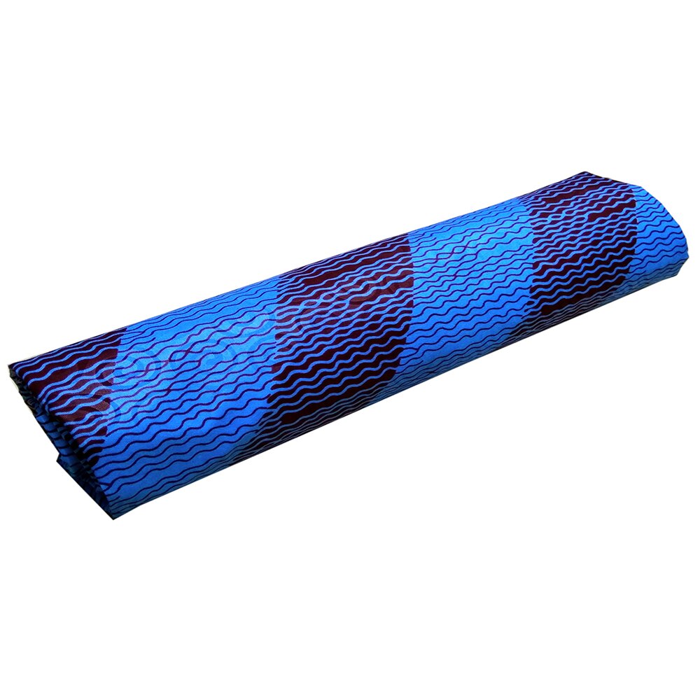 Tecido azul encerado africano listrado estampado cera africana poliéster 2019 design fashion para vestido feminino