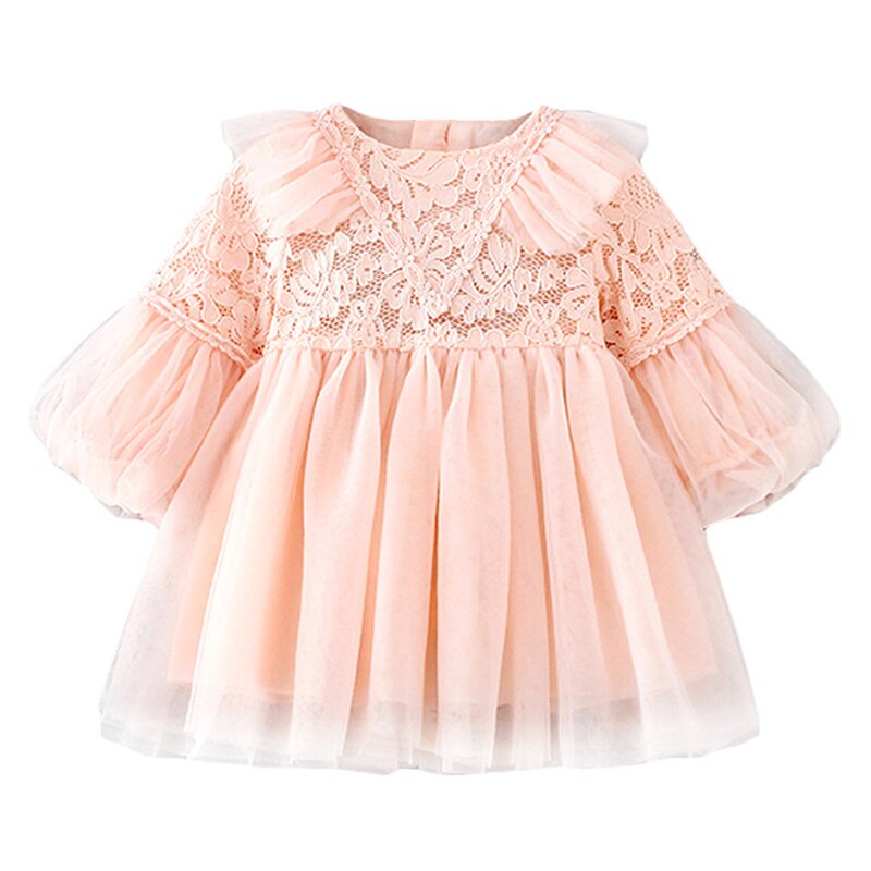 Vestido de princesa de renda infantil qz143, roupas de festa para bebês e meninas outono 2020