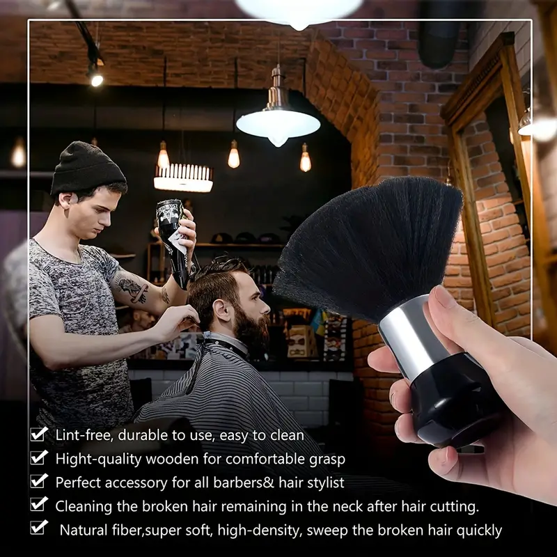 Cepillo suave de peluquería, plumero de limpieza del cabello para el cuello, cepillo de corte de pelo, herramientas de cepillo de corte de pelo para barbería, color negro