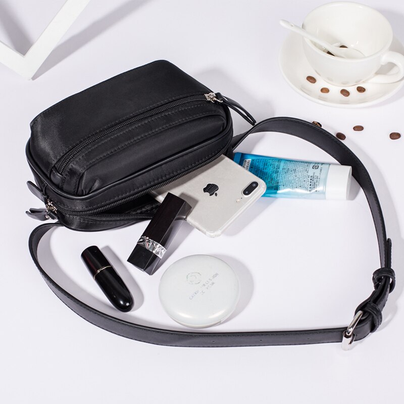 Annmouler Women Fanny Packs Nylon Waist Bag Black Zipper Chest Bag for Girl Phone Pouch Adjustable Belt Bag